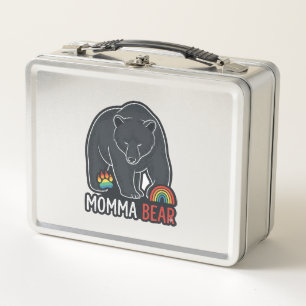 Momma Bear Rainbow Vintage Engraving Shirt Design Metal Lunch Box