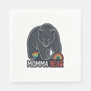 Momma Bear Rainbow Vintage Engraving Shirt Design Napkin