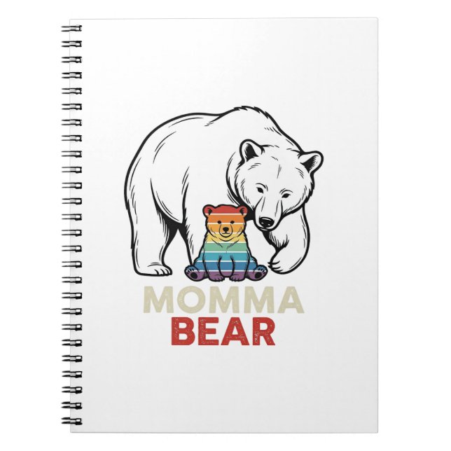 Momma Bear Rainbow Vintage Engraving Shirt Design_ Notebook (Front)