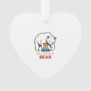 Momma Bear Rainbow Vintage Engraving Shirt Design_ Ornament
