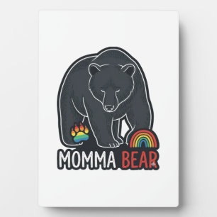 Momma Bear Rainbow Vintage Engraving Shirt Design  Plaque