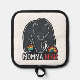 Momma Bear Rainbow Vintage Engraving Shirt Design Pot Holder