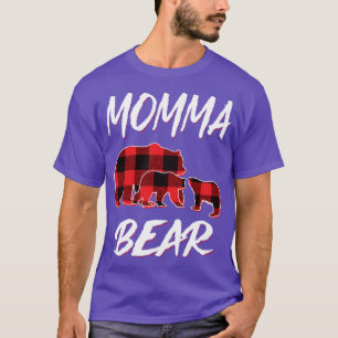 Momma Bear Red Plaid Christmas Pajama Matching Fam T-Shirt