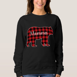 Momma Bear Red Plaid Family Matching Christmas Paj Sweatshirt