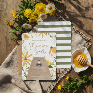 Momma Bear & Sweet Honey Bee Baby Boy Shower Invitation