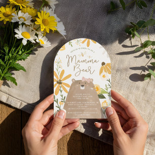 Momma Bear & Sweet Honey Bee Baby Girl Shower Invitation