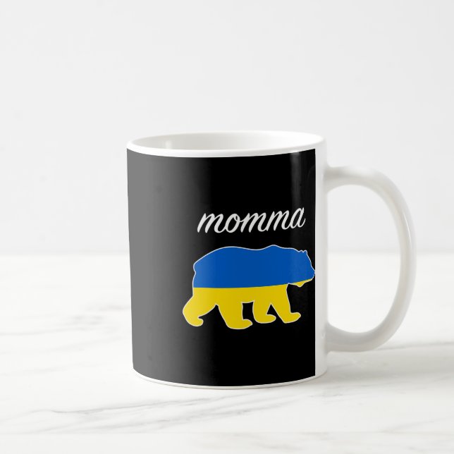 Momma Bear Ukraine Flag Ukrainian Roots  Coffee Mug (Right)