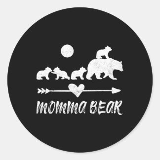 Momma Bear With Four Bear Cubs Classic Round Sticker