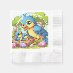 Momma Bird with babies in nest Napkin