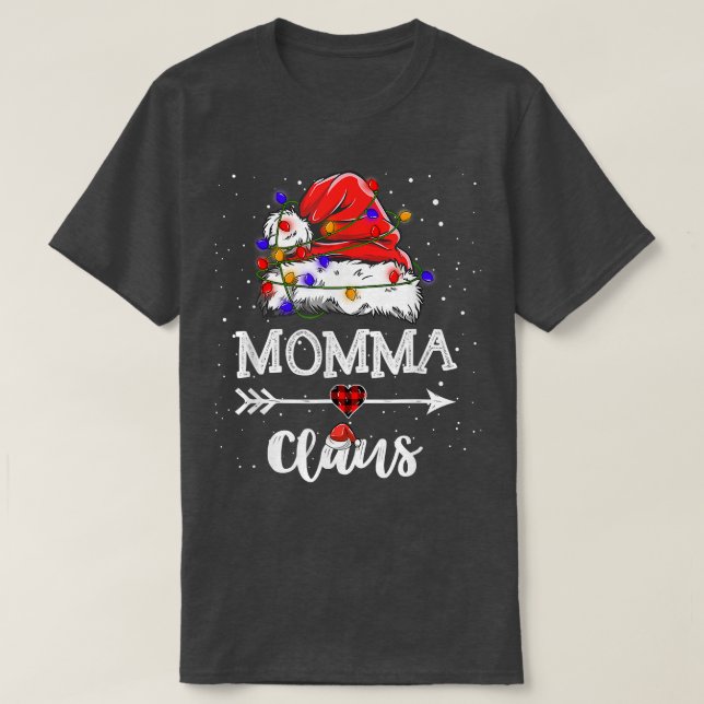 Momma Claus Christmas Light Pajama Family Matching T-Shirt (Design Front)