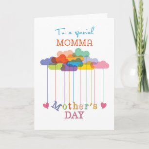 Momma Cute Mother’s Day Rainbow Clouds and Hearts Card