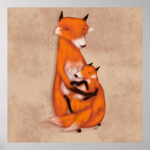 Momma Fox and Baby Poster
