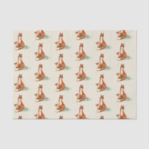 Momma Fox and Baby Watercolor Illustration Tissue Paper