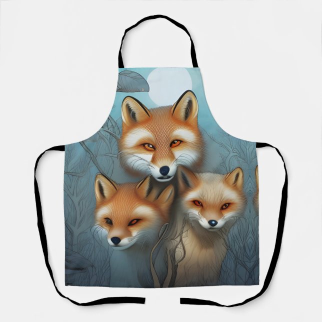 Momma fox and two babies apron (Front)