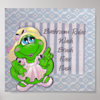 Momma Frog Bathroom Rules wall art