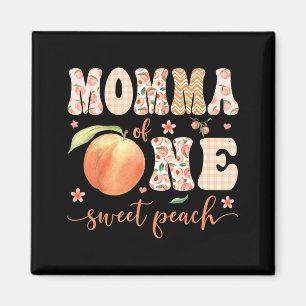 Momma Of One Sweet Peach 1st Birthday Girl Party Magnet