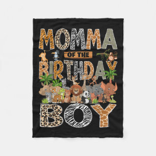 Momma Of The Birthday Boy Safari Zoo Jungle Animal Fleece Blanket