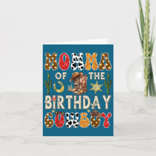 Momma Of The Birthday Cowboy Western Groovy Rodeo Card