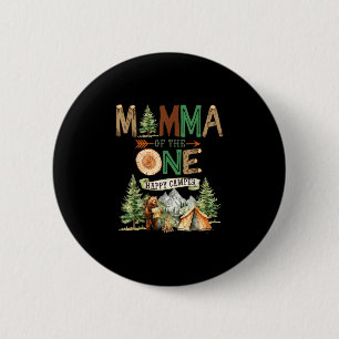 Momma of the one happy camper 1st birthday camping 6 cm round badge