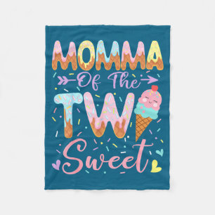 Momma Of The Two Sweet 2nd Birthday Girl Ice Cream Fleece Blanket