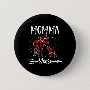 Momma X-mas Moose Santa Family Matching Pyjamas 6 Cm Round Badge