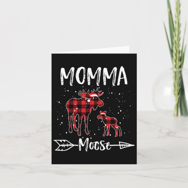 Momma X-mas Moose Santa Family Matching Pyjamas  Card (Front)