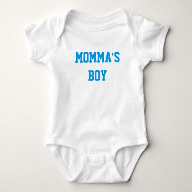 "MOMMA'S BOY" Baby Boy Cotton Bodysuit (Front)