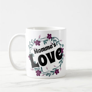 Mommas love floral flourish frame vintgae coffee mug