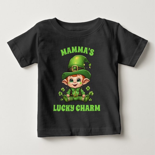 Momma's Lucky Charm Baby Baby T-Shirt (Front)