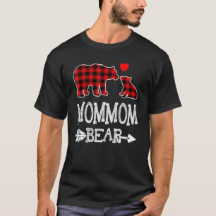 Mommom Bear Christmas Pajama Red Plaid Buffalo Fam T-Shirt