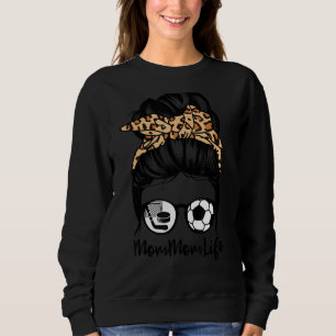 Mommom Life Messy Bun Hair Funny Soccer Hockey Mum Sweatshirt