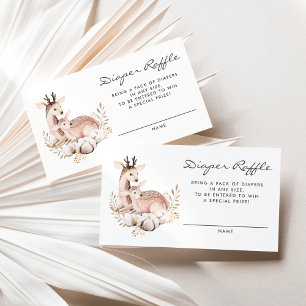 Mommy and Baby Deer Woodland Diaper Raffle Card