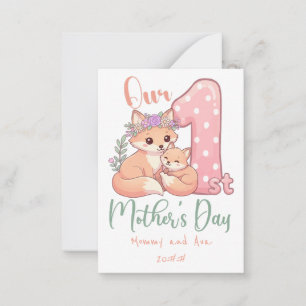 Mommy and Baby Fox Pink 1st Mothers Day Card