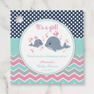 Mommy and Baby Whales Baby Shower Thank You Gift Favour Tags