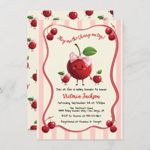 Mommy and twin boy girl Baby Cherry Baby Shower Invitation