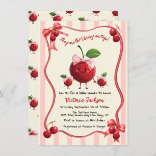 Mommy and twin girls Baby Cherry Baby Shower Invitation