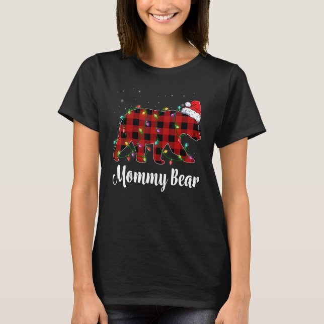 Mommy Bear Buffalo Red Plaid Matching Family Chris T-Shirt (Front)