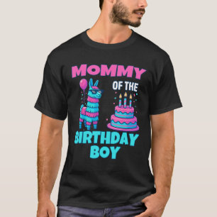 Mommy Birthday Boy Llama Pinata Party Family Mathi T-Shirt
