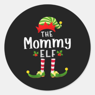 Mommy Christmas Elf Matching Pajama X-mas Party  Classic Round Sticker