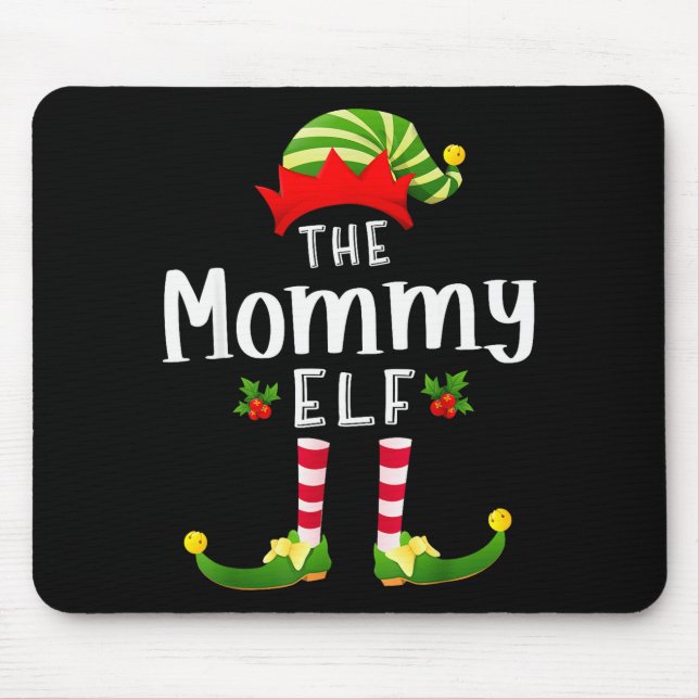 Mommy Christmas Elf Matching Pajama X-mas Party  Mouse Pad (Front)