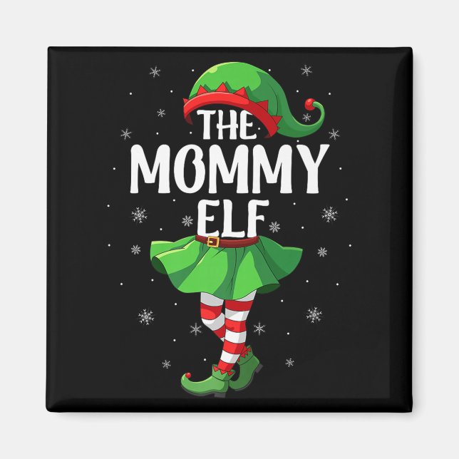 Mommy Elf Christmas Girls Women Elf Squad Xmas Fam Magnet (Front)