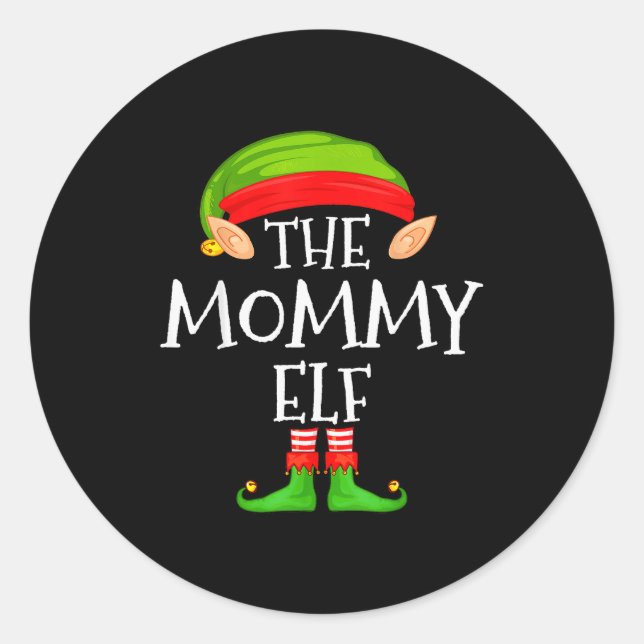 Mommy Elf Family Christmas Mommy Elf Sweater Match Classic Round Sticker (Front)