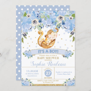Mommy Monkey and Baby Monkey Baby Shower Baby Boy Invitation