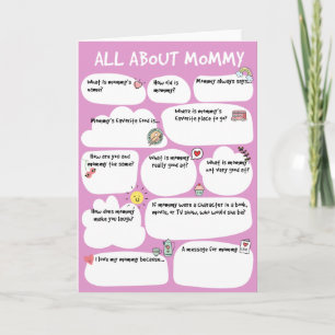 MOMMY Mother's Birthday Day Questionnaire Card, Fi Invitation