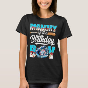 Mommy of The Birthday Boy Baseball Ice Cream Drip T-Shirt
