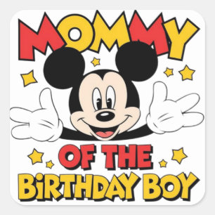 Mommy of the Birthday Boy Cute Cartoon T-Shirt Square Sticker
