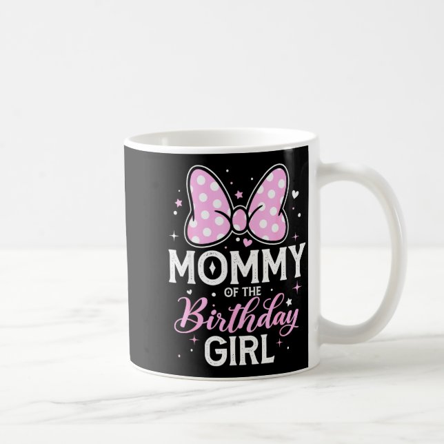 Mommy Of The Birthday Girl Cute Nk Bow Family  Coffee Mug (Right)