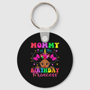 Mommy of the birthday girl princess afro melanin key ring