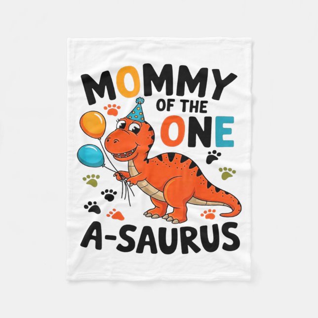 Mommy Of The One-a-saurus 2nd Birthday Dinosaur Pa Fleece Blanket (Front)