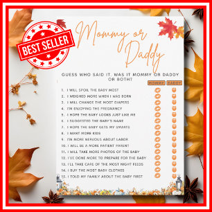 MOMMY OR DADDY Baby Shower Game A Little Pumpkin  Invitation